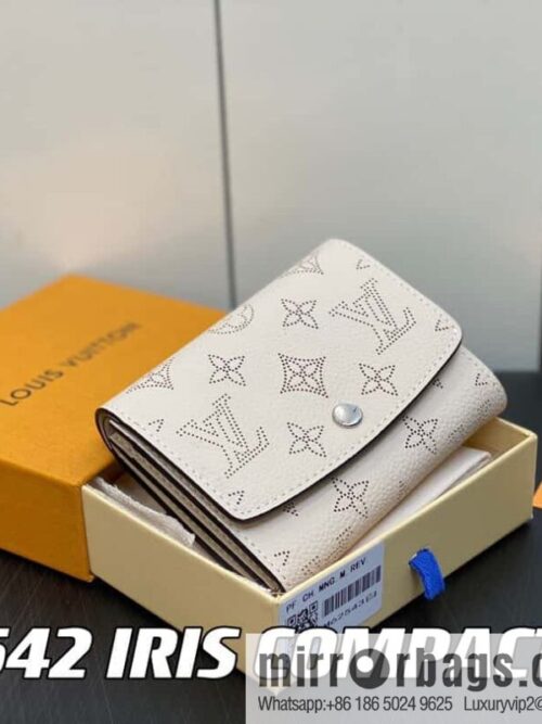 [Premium‑quality] M62542 meters white, full leather flip wallet series IRIS COMPACT wallet