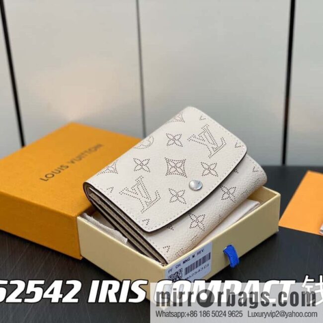 [Premium‑quality] M62542 meters white, full leather flip wallet series IRIS COMPACT wallet