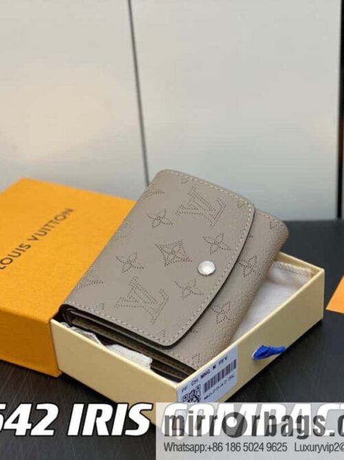 [Premium‑quality] M62542 gray, full leather flip wallet series IRIS COMPACT wallet