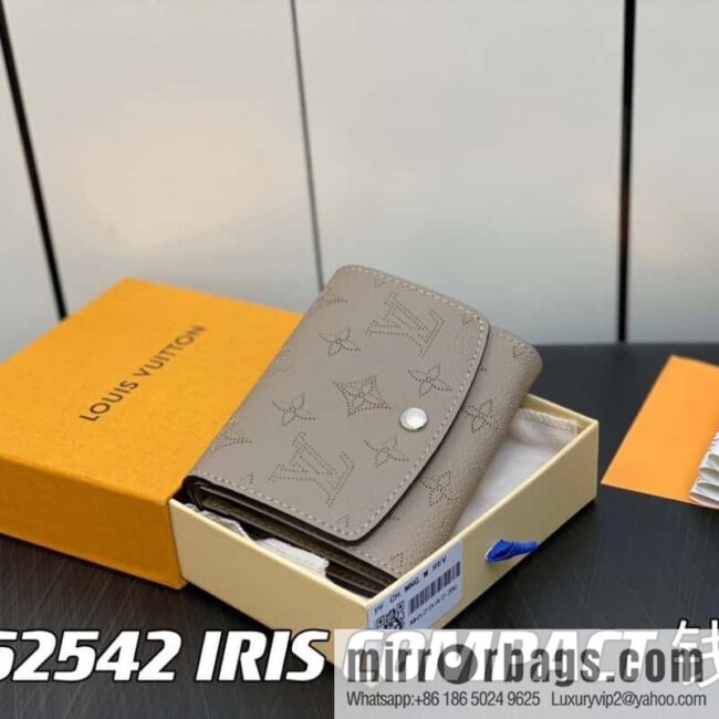 [Premium‑quality] M62542 gray, full leather flip wallet series IRIS COMPACT wallet