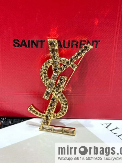 Saint Laurent Gold YSL Brooch