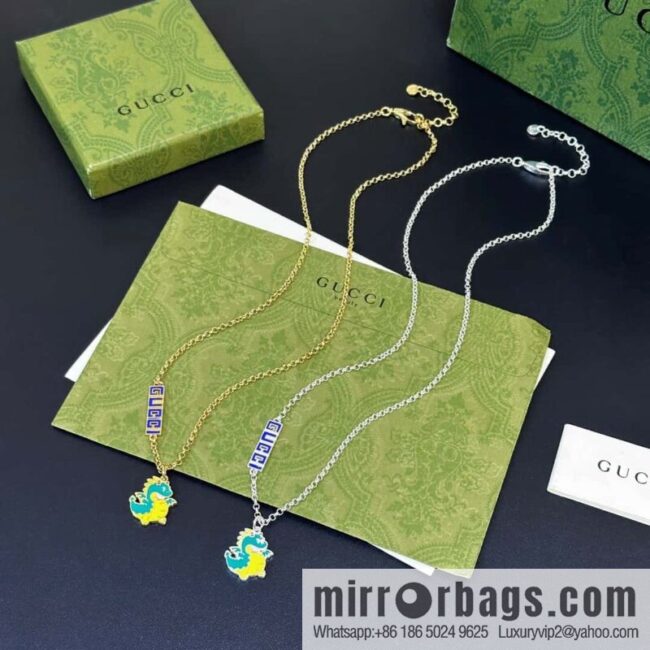 ☀ Chinese New Year Series Dragon Baby Printed Enamel Pendant Green Dragon Necklace ☀