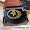 STEFANO RICCI STEFANO RICCI New Stainless Steel Eagle Head Feather Inlaid Diamond Buckle 3.8cm First Layer Cowhide Press Textured Belt