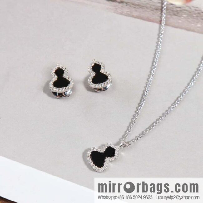 IMG_6117-800x800zpo24zgqgyx144444_20250705043945.jpg ☀️Qeelin Kirin Wulu White Gold HyCeram ® Black Gourd Necklace, Earrings ☀️