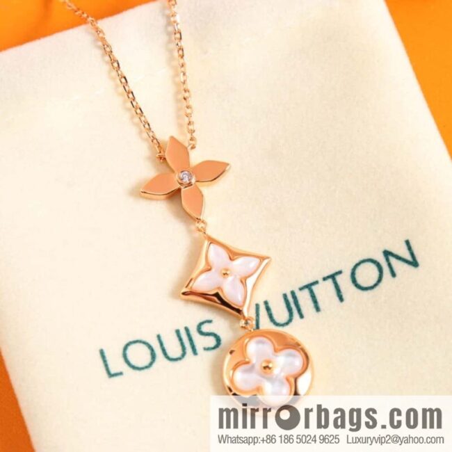 New Q94262 Louis Vuitton LV COLOR BLOSSOM Rhombus Shell Necklace