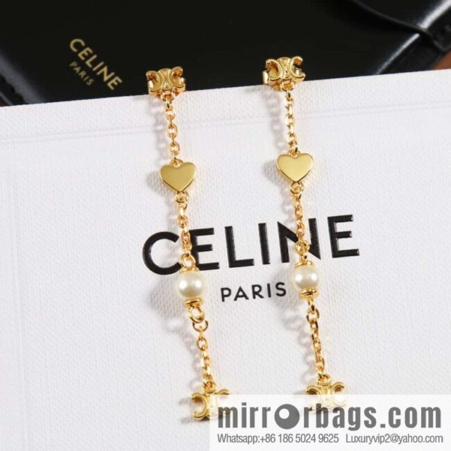 IMG_6230-800x800ouy24yhaipr144311_20250705043557.jpg ❗️New ❗️ ☀️ New ☑️ Celine Celine Arc de Triomphe peach heart love pearl stud earrings