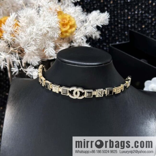 ☀️New ☑️ Chanel Double C Square Diamond Collar Necklace ☀️