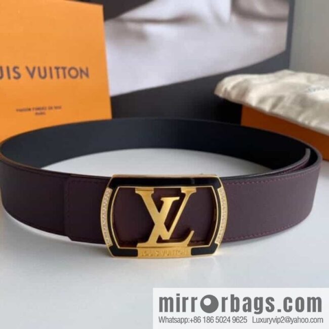 LV/Louis Vuitton, Stainless Steel Letter Square Resin Craft Diamond Inlaid Metal Buckle 4.0cm Belt