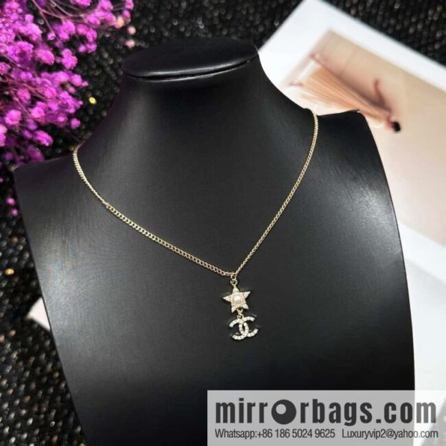 ☀️Original order ☀️ new ☑️ Chanel double C five-pointed star ⭐ star pearl necklace ☀️
