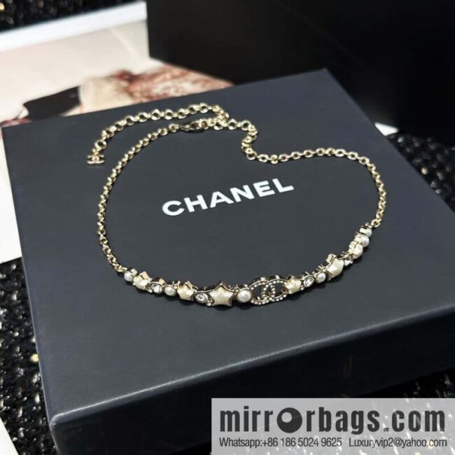 ☀️Original order ☀️ new ☑️ Chanel double C five-pointed star ⭐ star pearl necklace ☀️