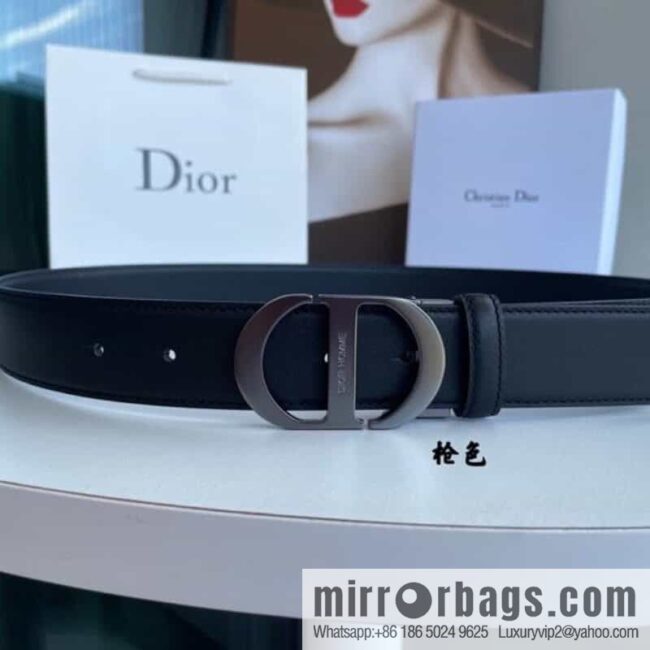 Dior, imported first layer cowhide matte texture metal buckle men\'s waist practical and embellished belt