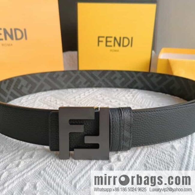 FENDI Fendi FF logo exquisite craftsmanship metal buckle, first layer cowhide double-sided belt 4.0cm