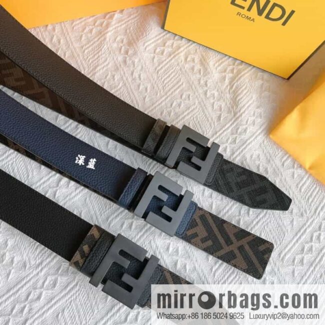 FENDI Fendi FF logo exquisite craftsmanship metal buckle, first layer cowhide double-sided belt 4.0cm