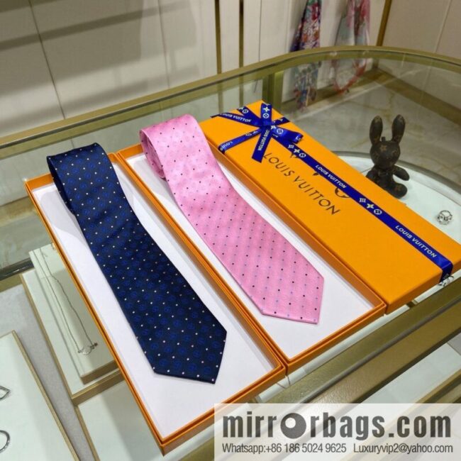 LV Louis Vuitton [L Polka Dot Tie] 100% Top Jacquard Silk Tie M78752