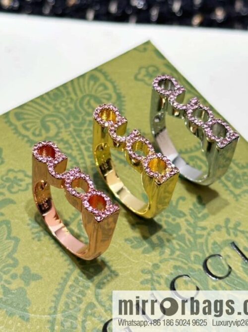 ❗️New ❗️ ☀ original order ☀ new Gucci Gucci full diamond pink diamond letter ring ☀