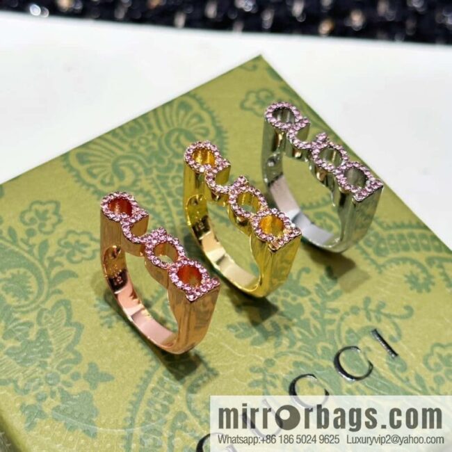 ❗️New ❗️ ☀ original order ☀ new Gucci Gucci full diamond pink diamond letter ring ☀