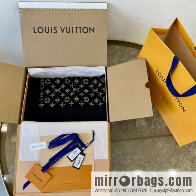 LV Louis Vuitton silk and wool blend shawl M76641 M70670