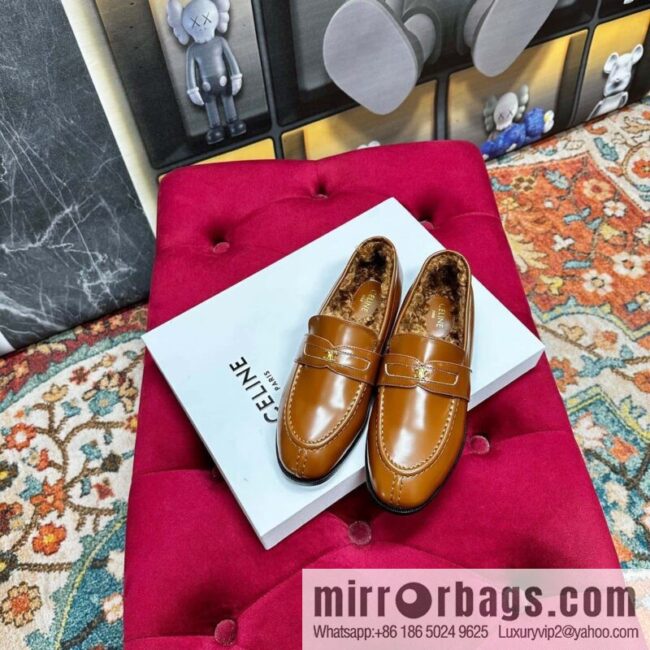 🐰🐰CELIN * E autumn and winter Arc de Triomphe loafers
