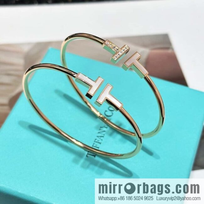 IMG_7206-800x800ogj51lwlpr4111285_20250702083440.jpg Double white shell model, white shell with diamond model ☀️ original order ☀️ Tiffany & co Tiffany, classic T series, white shell with diamond silver rose gold double T bracelet ☀️