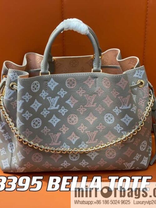 [Premium‑quality] M23395 light gray, full leather shopping bag series BELLA TOTE handbag m23395 gray gradual change (cut-out)