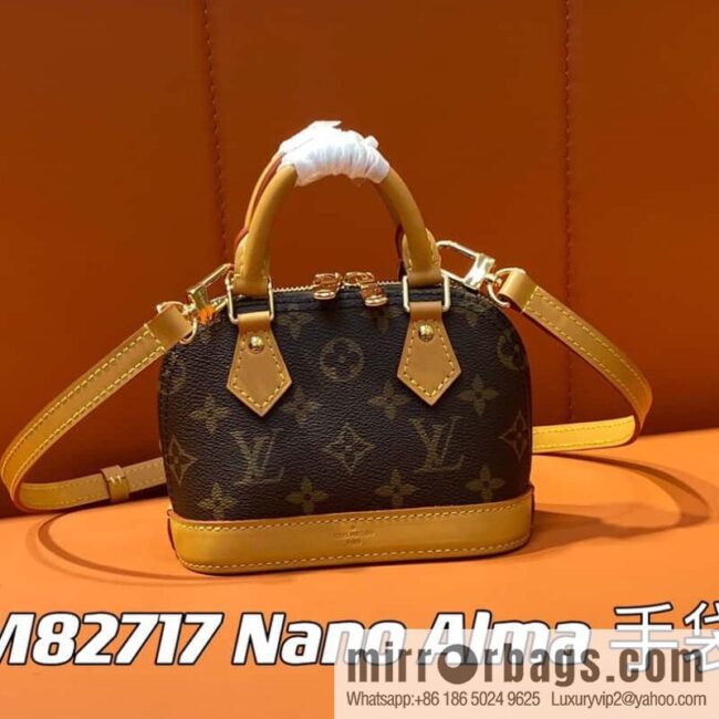 [Premium‑quality] M82717 monogram mini shell bag series New launch Nano Alma handbag