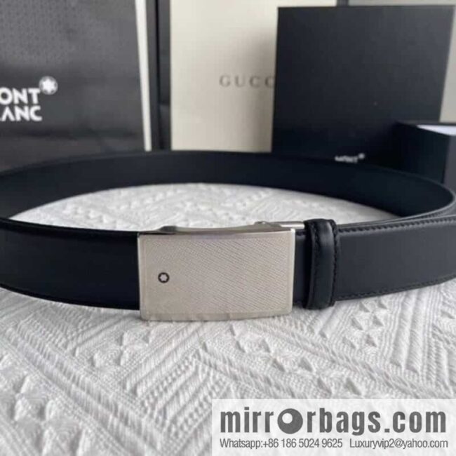 Montblanc, selected first-layer cowhide hexagonal star capsule metal automatic buckle belt 3.5cm