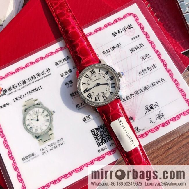 IMG_7299-800x800ifpebellvy287977_20250701225536.jpg Spot Ronde de cartier (Cartier London) top version ring inlaid with 54 vs1.2 real diamonds imported American crocodile leather