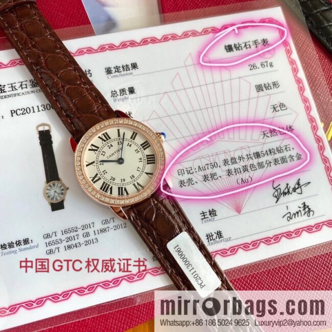 IMG_7317-800x800iwijagzl30b87979_20250701225550.jpg Spot Ronde de cartier (Cartier London) top version ring inlaid with 54 vs1.2 real diamonds imported American crocodile leather