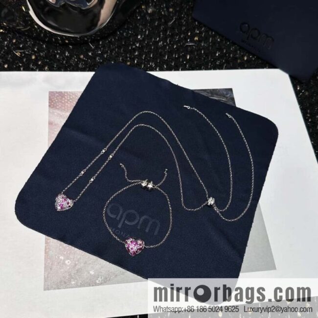 ❗New ❗ ☀ bracelet necklace ☀ APM Yang Zi same series, fuchsia love ❤️ peach heart adjustable bracelet necklace