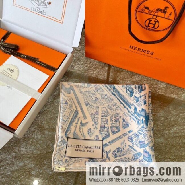Hermes \"City of Horses\" 100% silk scarf