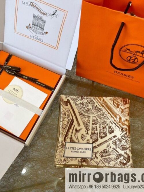 Hermes \"City of Horses\" 100% silk scarf