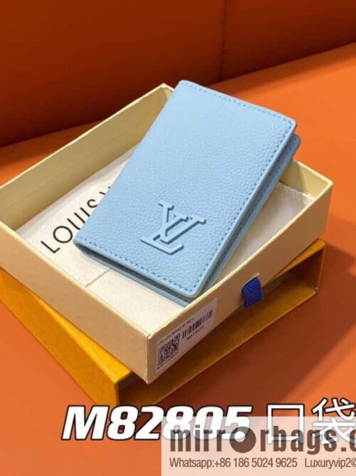 [Boutique‑grade] M82805 light blue full leather card holder wallet series, pocket wallet m82275 82276