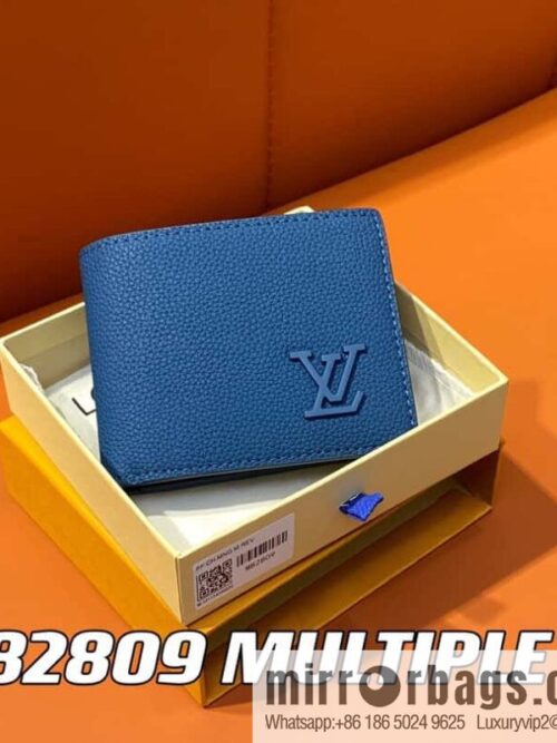 [Boutique‑grade] M82809 dark blue full leather, short suit clip series MULTIPLE wallet m82273 82274