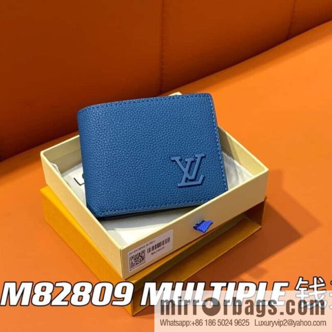 [Boutique‑grade] M82809 dark blue full leather, short suit clip series MULTIPLE wallet m82273 82274