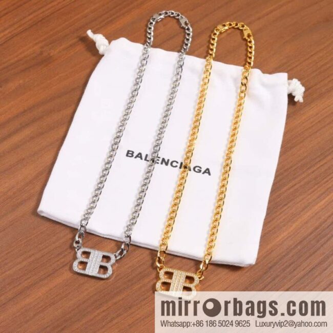 ☀️New Balenciaga BALENCIAGA Double B Full Diamond Necklace