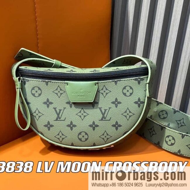 [Boutique‑grade] M23838 green, men\'s bag moon bag series LV MOON CROSSBODY handbag M23838 green flower