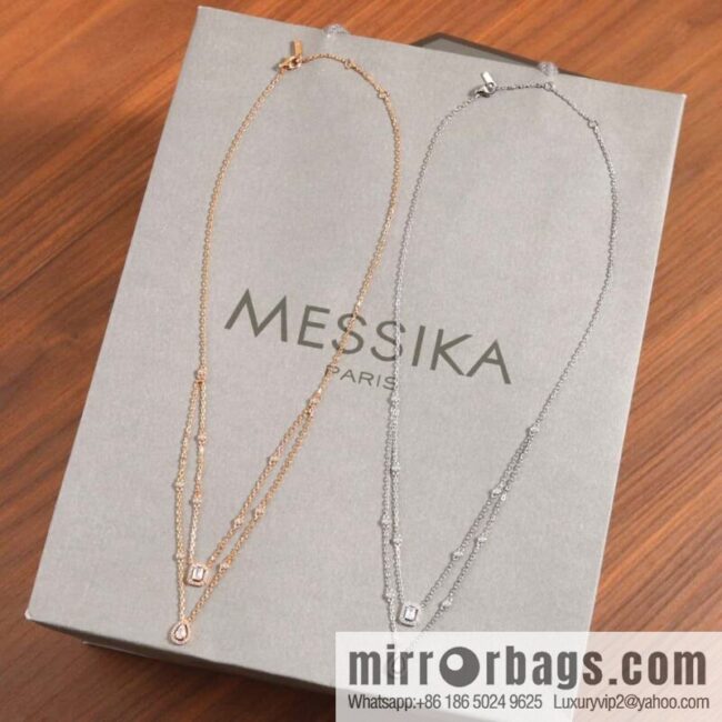 ☀️Messika MYTWIN Series Double Water Drop Rock Sugar Diamond Necklace