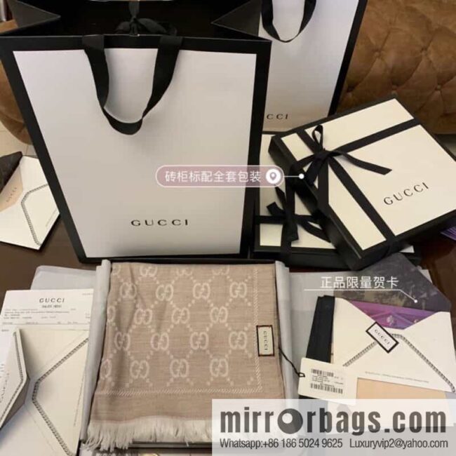 GUCCI Gucci GG jacquard fringed double-sided jacquard wool scarf
