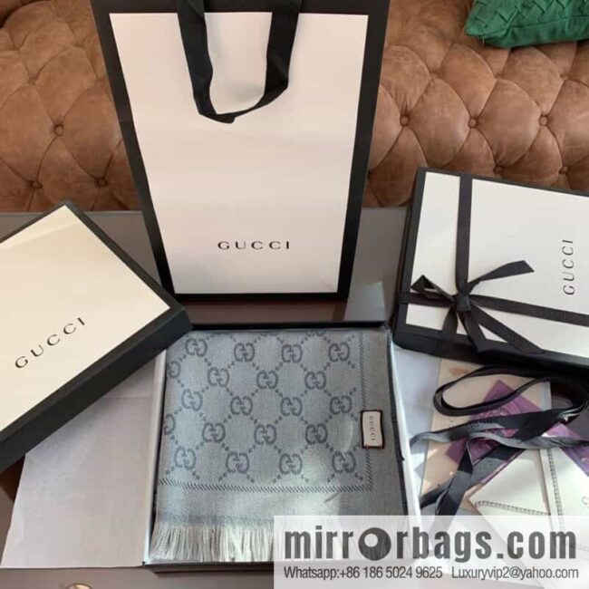 GUCCI Gucci GG jacquard fringed double-sided jacquard wool scarf