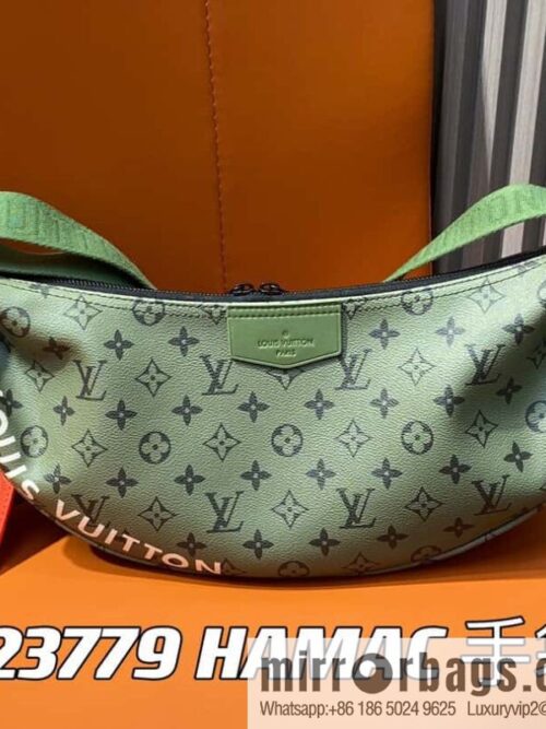 [Boutique‑grade] M23779 green, men\'s bag moon bag series HAMAC handbag M23779 green (silk screen)