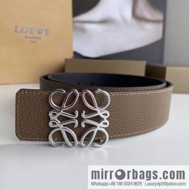 LOEVE Luo Yiwei stainless steel logo pattern metal buckle with the first layer of cowhide double-sided belt 40mm