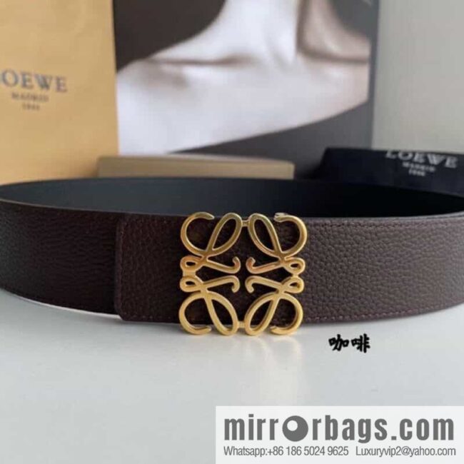 LOEVE Luo Yiwei stainless steel logo pattern metal buckle with the first layer of cowhide double-sided belt 40mm