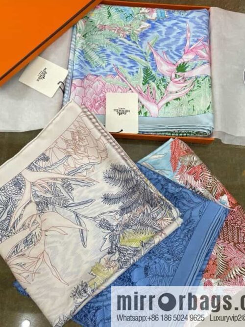 Hermes 100% silk handmade hemmed scarf