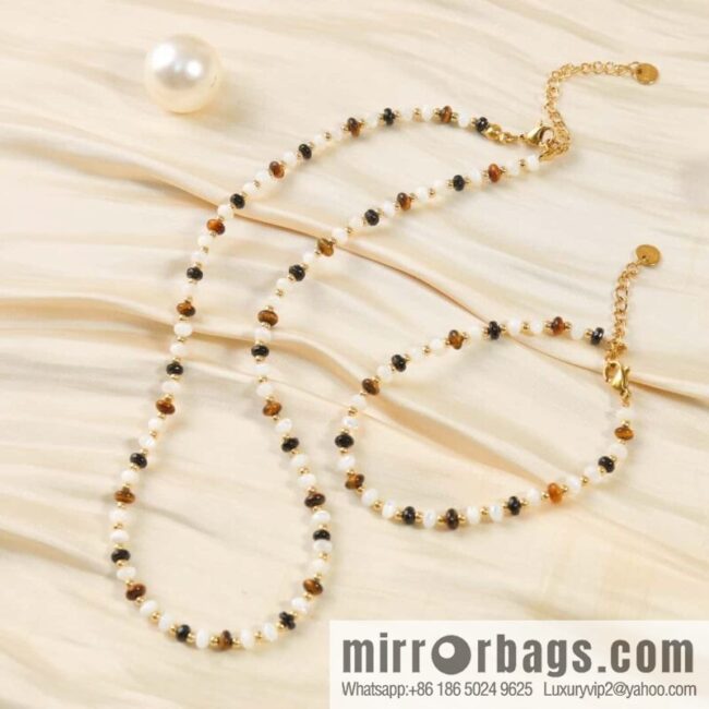 IMG_7945-800x800pqxhqjgu2qx135866_20250704221454.jpg ☀️New ☑️ Celine natural tiger\'s eye stone white fritillary beaded necklace bracelet