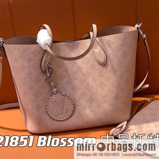 [Boutique‑grade] M21851 pink full leather shopping bag series, this Blossom medium tote bag