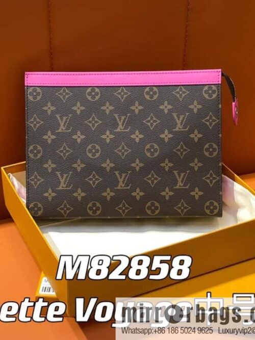 [Premium‑quality] M61692 monogram rose red M82858 handbag clutch bag series Pochette Voyage medium handbag