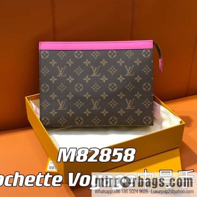 [Premium‑quality] M61692 monogram rose red M82858 handbag clutch bag series Pochette Voyage medium handbag