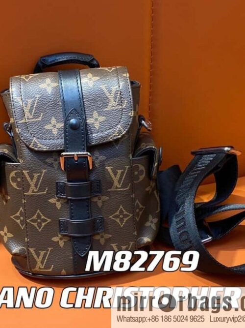 [Premium‑quality] M82769 monogram men\'s bag mini backpack series, autumn and winter new NANO CHRISTOPHER handbag Christopher backpack M82769 cover backpack satchel mini backpack satchel