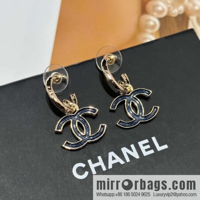 ❗️New ❗️ ☀️ new ☑️ chanel c2 double c denim stud earrings ☀️