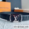 LV/Louis Vuitton, steel resin inlaid with zirconium rare deerskin men\'s belt 4.0cm